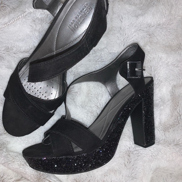Black sparkly open toed heels. Sz 8.5 - Picture 10 of 11